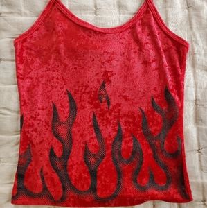 Crushes Velvet Tank Top with Black Flames